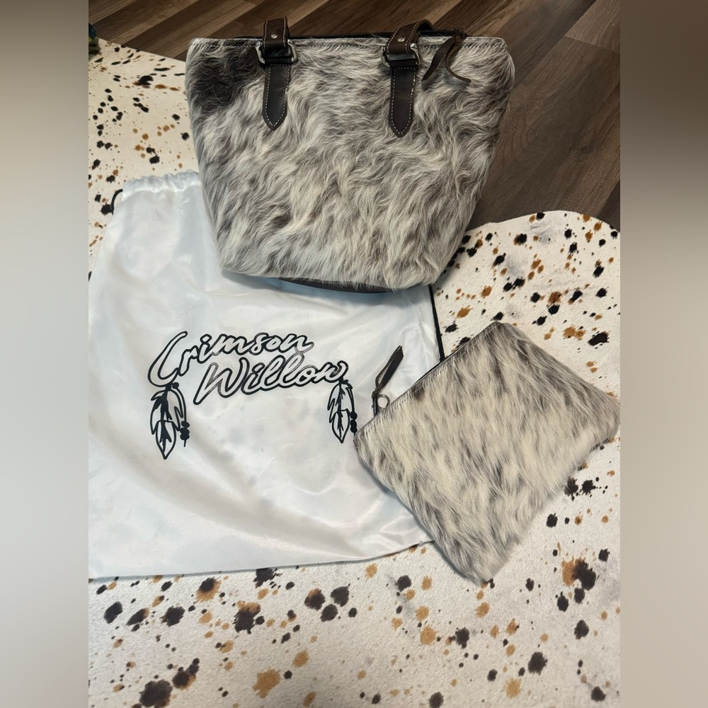 Crimson Willow handmade cowhide leather bag. With original branded tote bag.